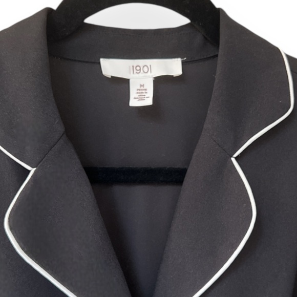 1901 Belted Jumpsuit | Size Medium | Black with White Trim | $35 - Picture 4 of 8